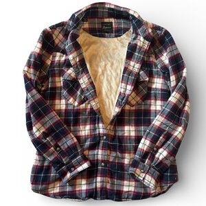 Jachs Girlfriend Sherpa Lined Plaid Flannel Jacket Medium Cozy Snap Button Cozy